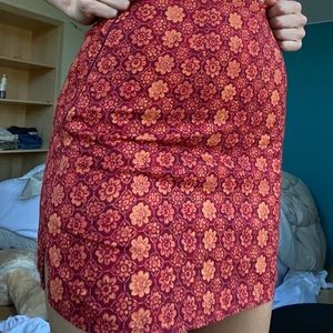 Red patterned mini vintage skirt